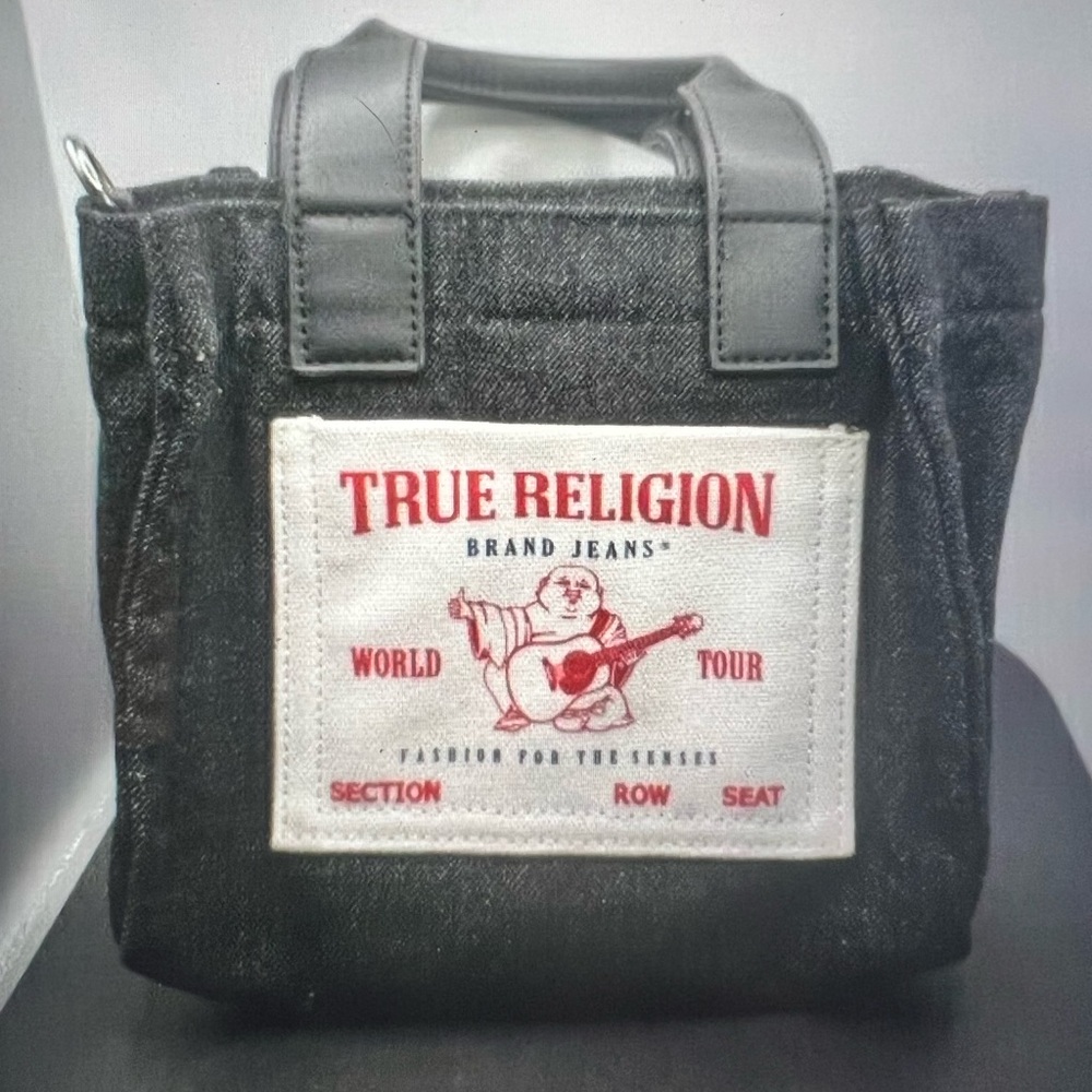 True religion, mini denim tote bag.